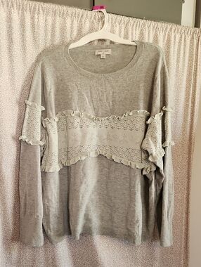 Sandy Liang X Target Light Gray Ruffle Knit Sweater